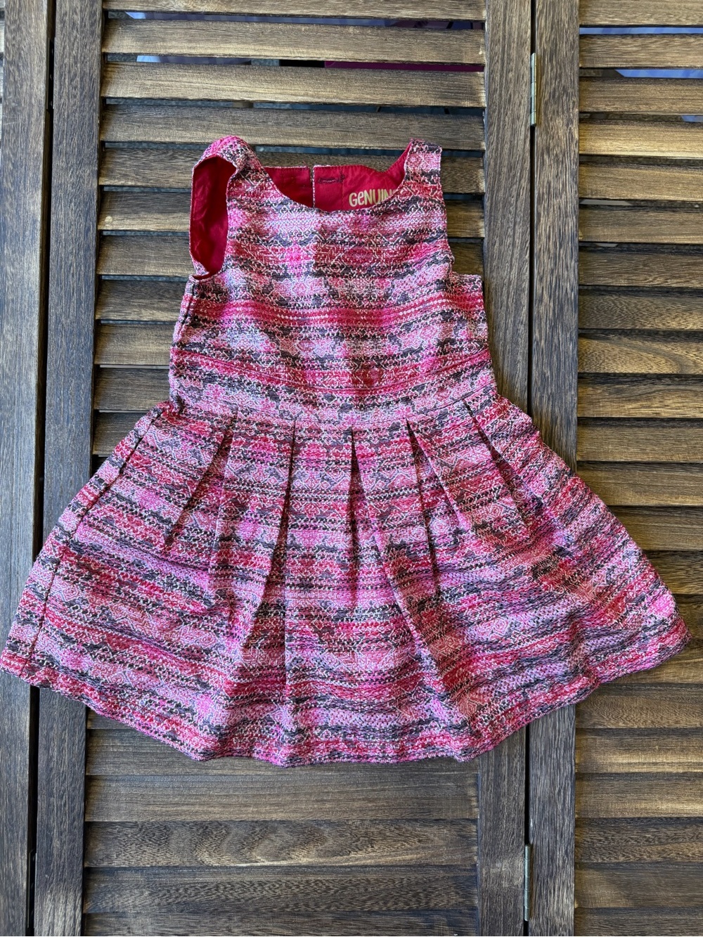 OshKosh B'gosh Pink Woven Brocade Patterned Sleeveless Girls Fancy Dress 3T